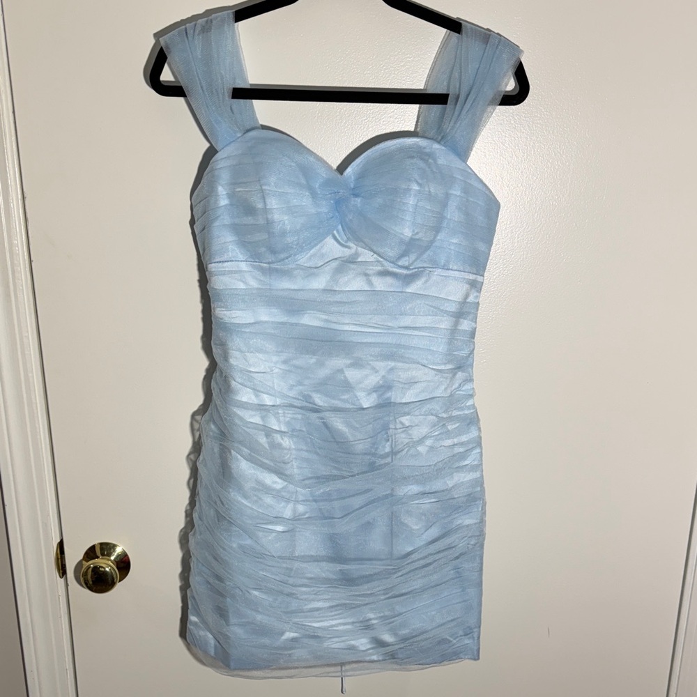 Elegant Light Blue Strapless Dress